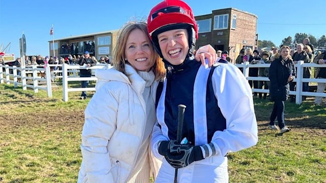 geri horner at first horse race with hanna the female jockey