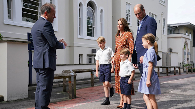 George, Charlotte and Louis arrive at Lambrook school, September 2022