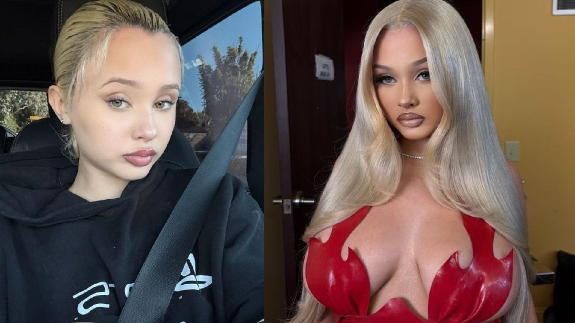 Alabama Barker with and without makeup