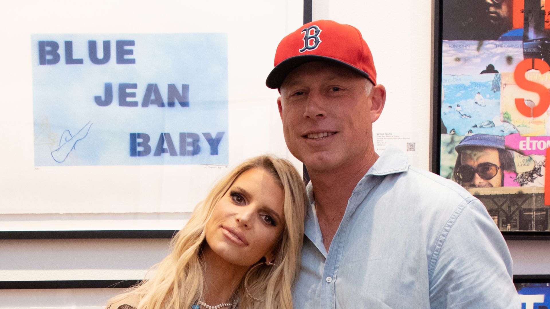 Jessica Simpson and Eric Johnson attend the opening of Bernie Taupin's art exhibit "Reflections" at Choice Contemporary on June 17, 2023 in Los Angeles, California