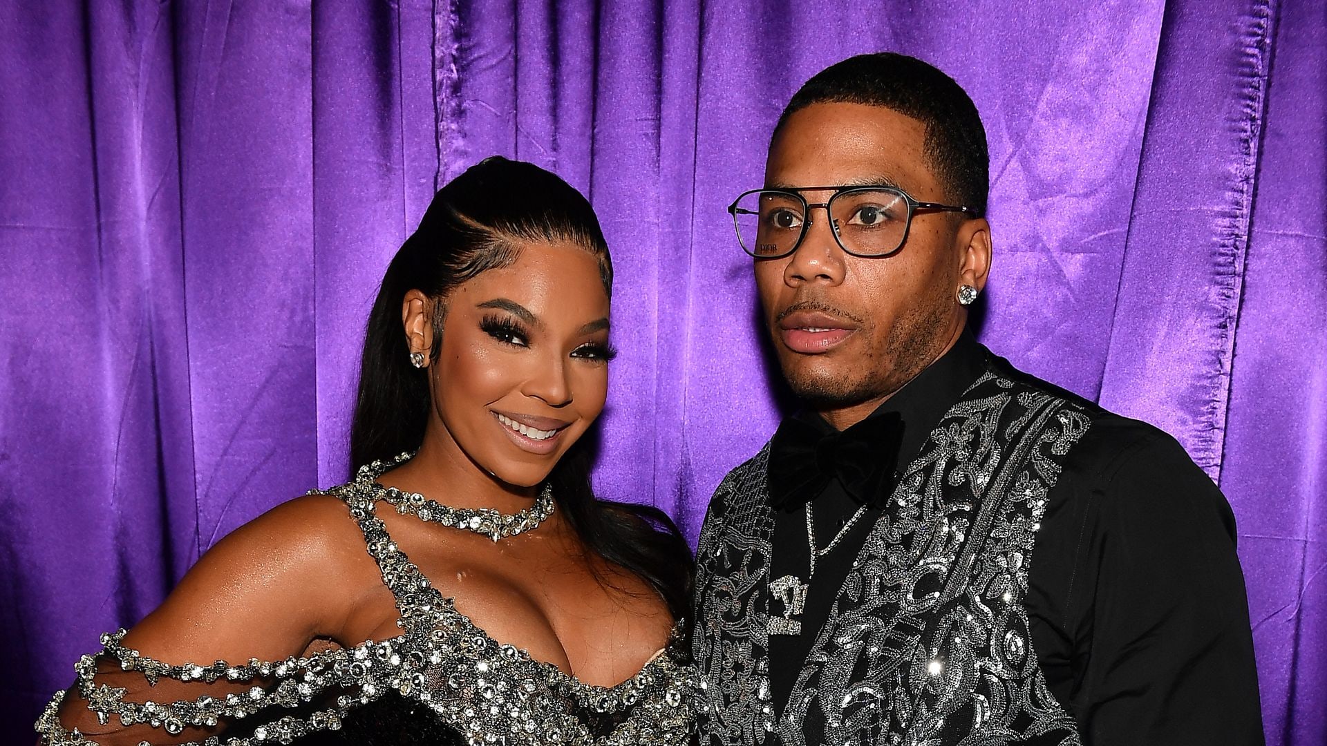 Ashanti and Nelly attend 3rd Annual Birthday Ball for Quality Control CEO Pierre "P" Thomas at The Fox Theatre on June 08, 2023 in Atlanta, Georgia