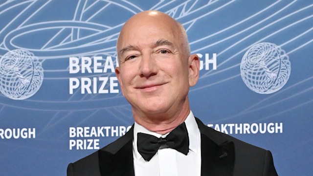 photo of jeff bezos in a black tux and bow tie