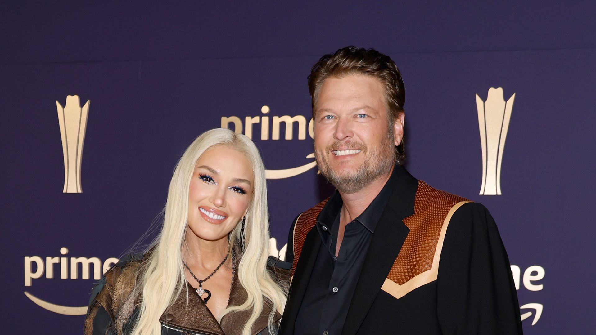 FRISCO, TEXAS - MAY 16: EDITORIAL USE ONLY. (L-R) Gwen Stefani and Blake Shelton attend the 59th Academy of Country Music Awards at Omni Frisco Hotel at The Star on May 16, 2024 in Frisco, Texas. (Photo by Jason Kempin/Getty Images)