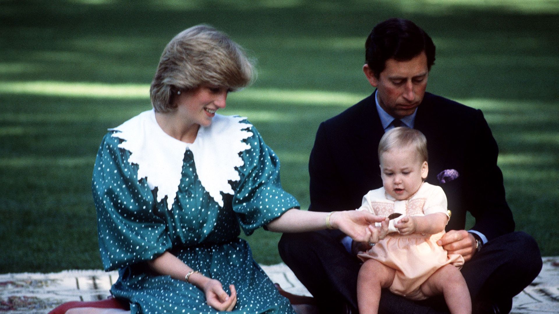 Princess Diana and King Charles with a baby Prince William
