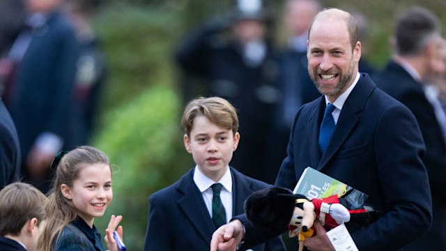 William waving with George and Charlotte on Christmas Day