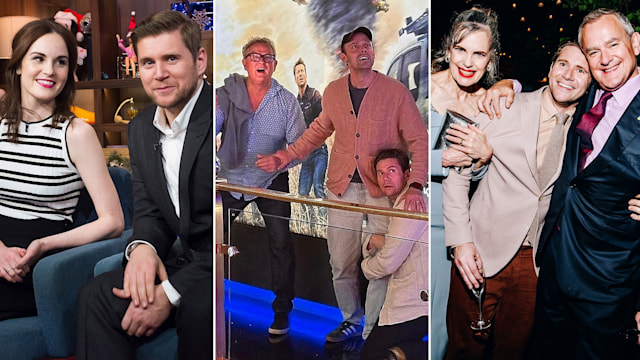 Split image of Michelle Dockery and Allen Leech, Hugh Bonneville, Harry Hadden-Paton and Allen Leech, then Elizabeth McGovern, Allen Leech and Hugh Bonneville