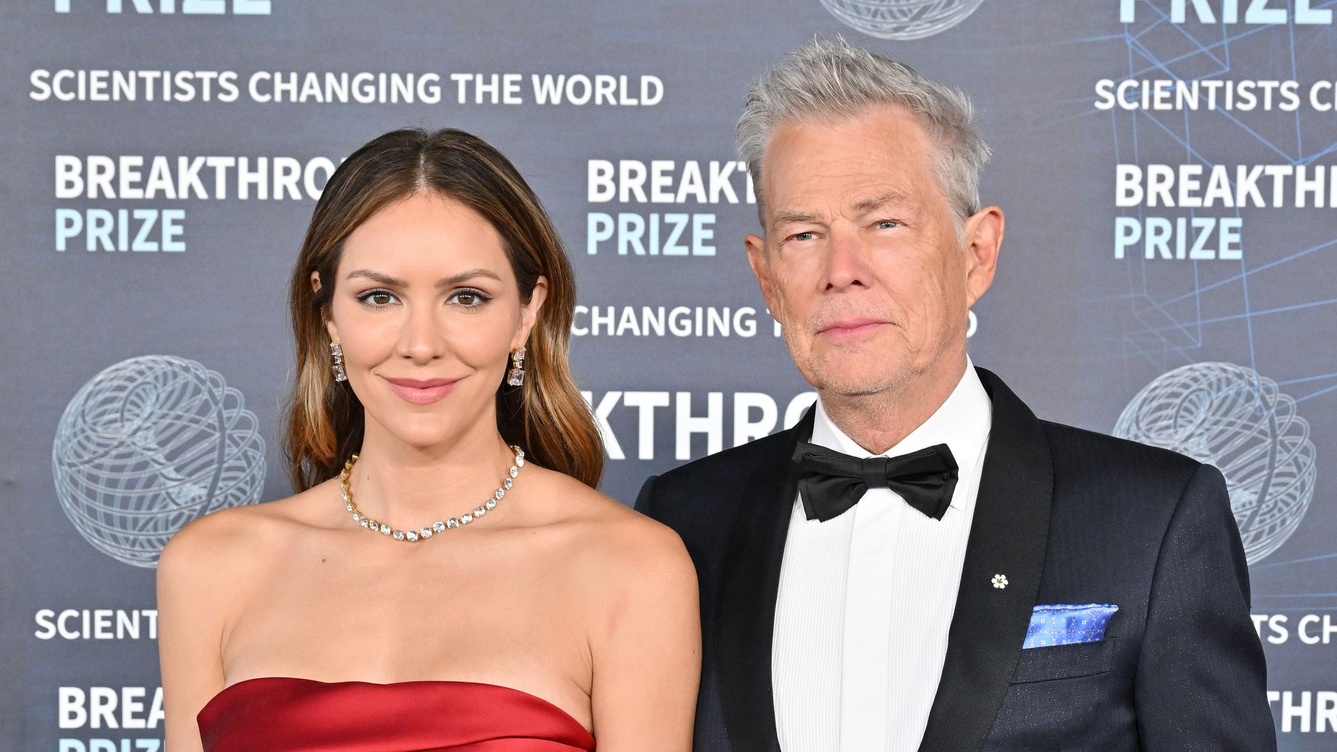 Katharine McPhee and David Foster attend the 9th Annual Breakthrough Prize Ceremony at Academy Museum of Motion Pictures on April 15, 2023 in Los Angeles, California