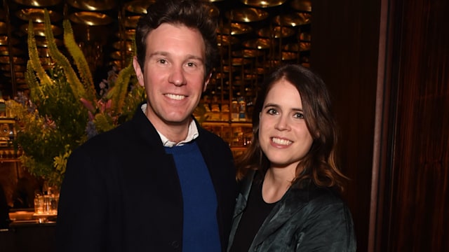 Jack Brooksbank and Princess Eugenie at event