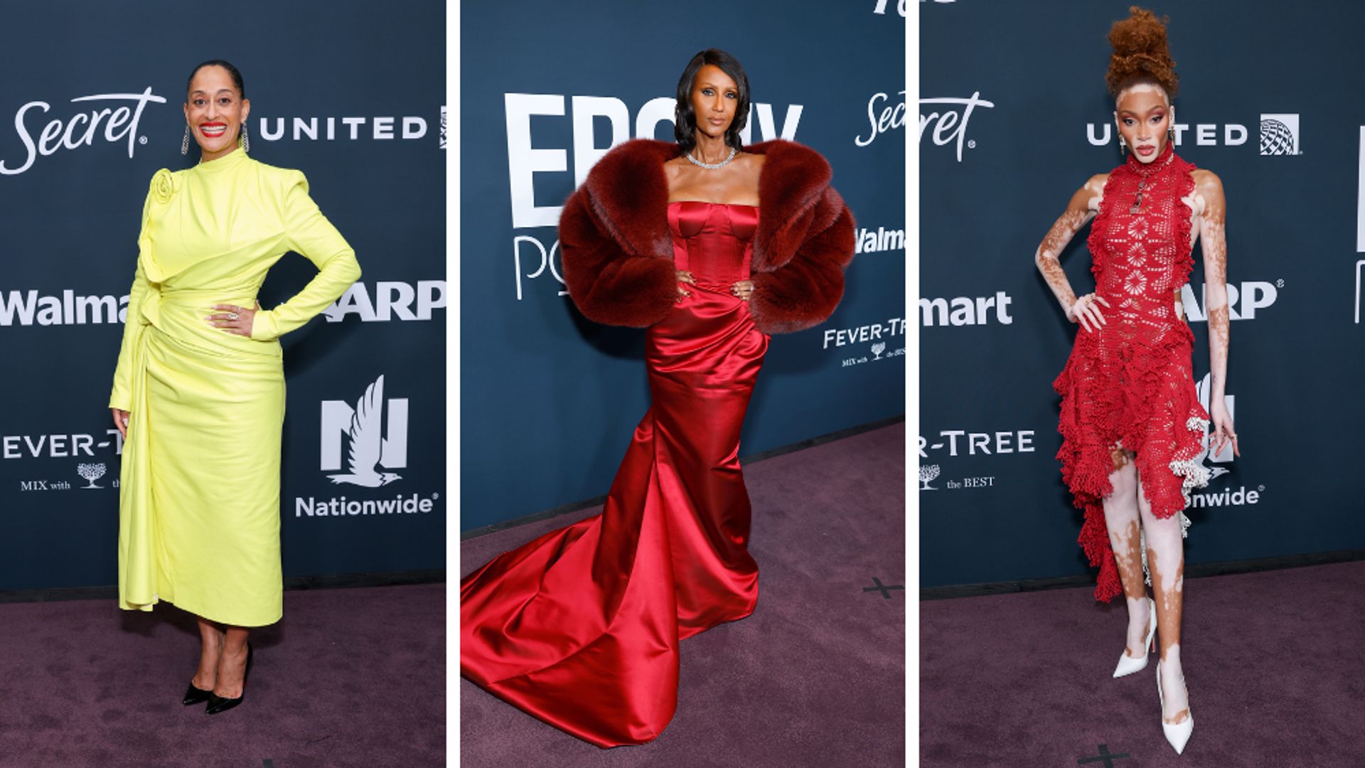 Iman leads the best dressed in red satin gown at Ebony Power 100 Gala