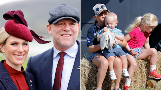 Mike and Zara Tindall and their children, Mia, Lena and Lucas