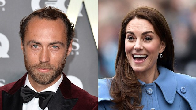 man in velvet burgundy tuxedo and woman in blue wool coat