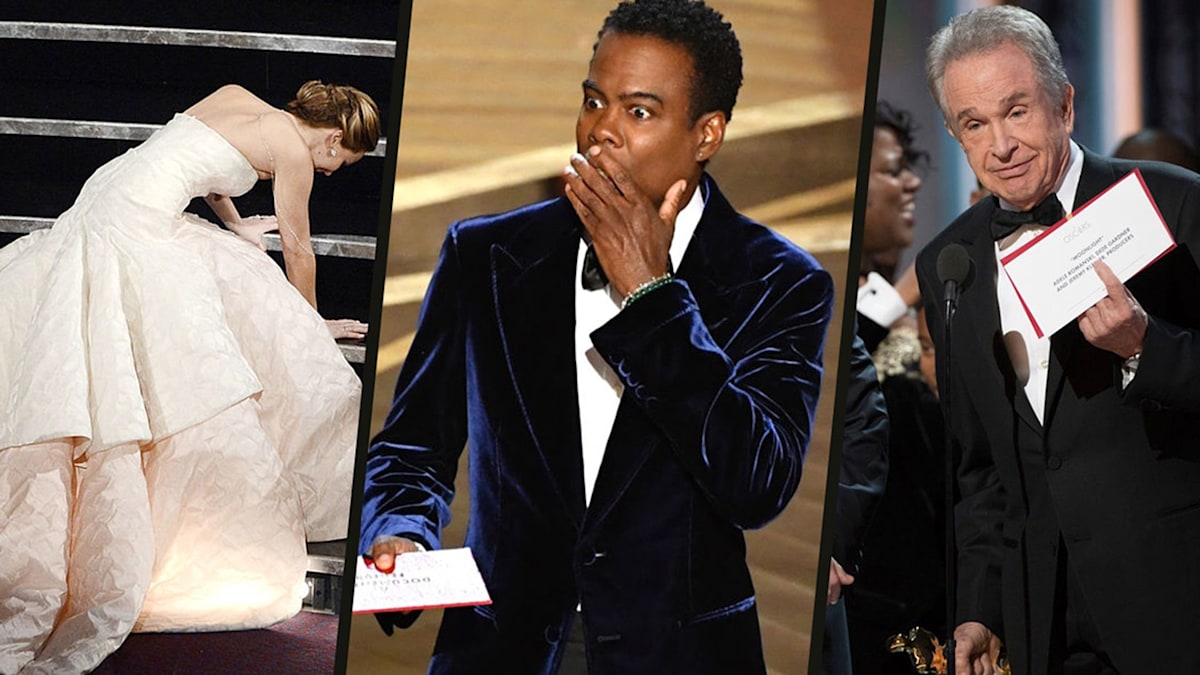 Awkward Oscar fashion moments: the fall before the wedgie