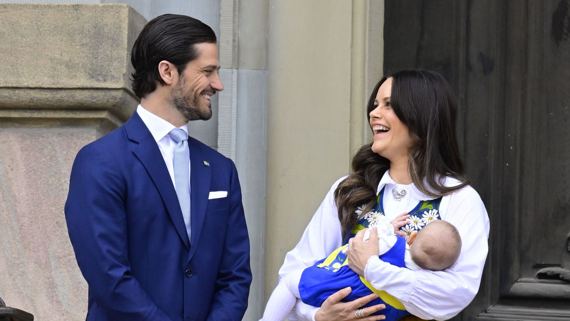 Prince Carl Philip smiling at Princess Sofia and Princess ines