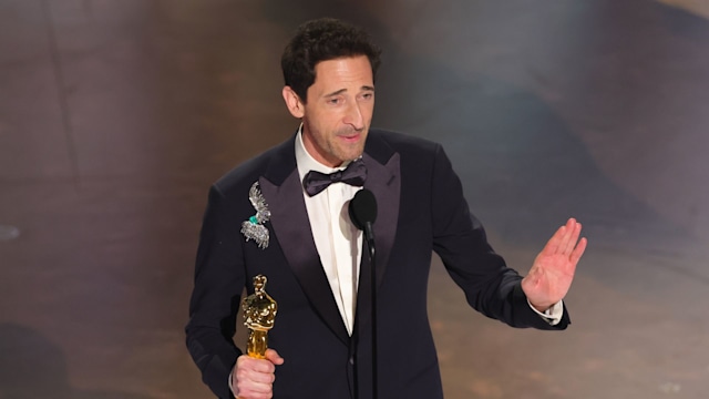 Adrien Brody accepts the Best Actor In A Leading Role award for "The Brutalist" onstage during the 97th Annual Oscars at Dolby Theatre on March 02, 2025 in Hollywood, California