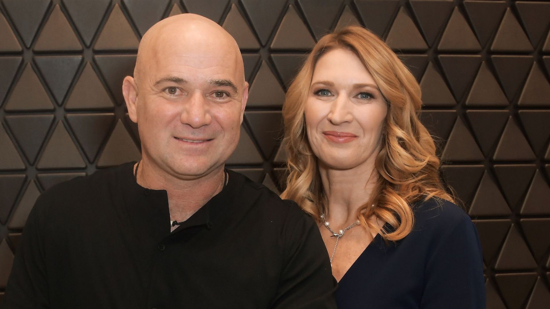 Andre Agassi cuddling wife Steffi Graf at Longines New Shop Opening