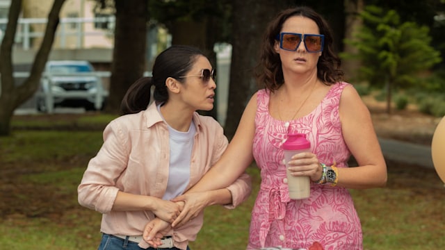 JJ Fong as Amy Kwan, Celeste Barber as Liv Healy in Wellmania