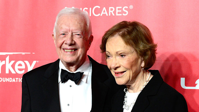 Former U.S. President Jimmy Carter and former First Lady Rosalynn Carter attend the 25th anniversary MusiCares 2015 Person Of The Year Gala honoring Bob Dylan at the Los Angeles Convention Center on February 6, 2015