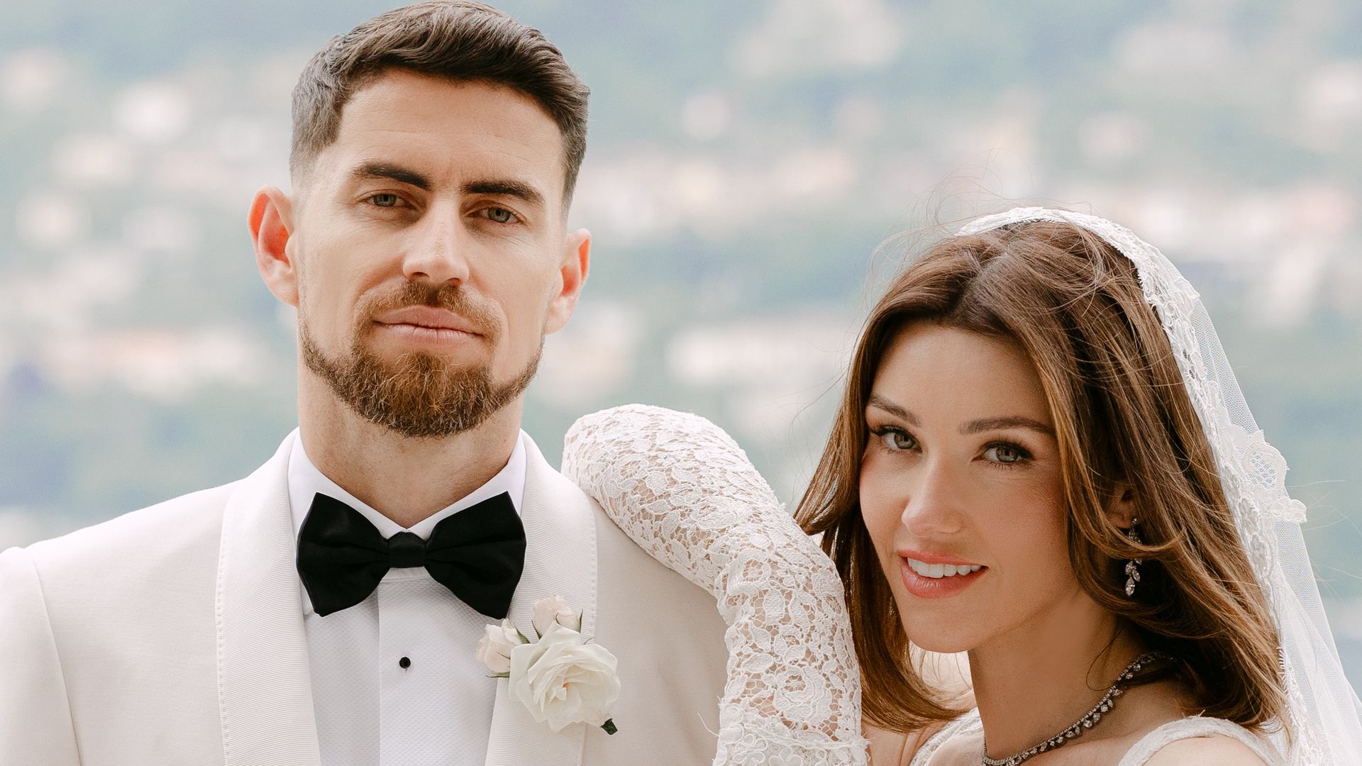 Jorginho and Cat Harding on their wedding day