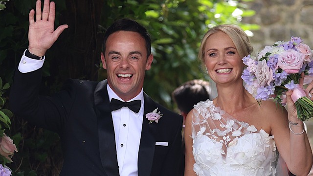 Ant McPartlin and Anne-Marie Corbett leaving the church as a married couple