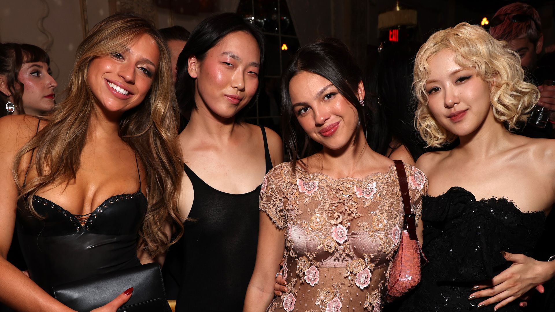 Tate McRae, Madison Hu, Olivia Rodrigo and RosÃ©  attend the W Magazine, Charli XCX, and Saint Laurent Grammy after party at Bar Marmont on February 01, 2026 in Los Angeles, California