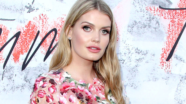 Lady Kitty Spencer in a pink lacy dress