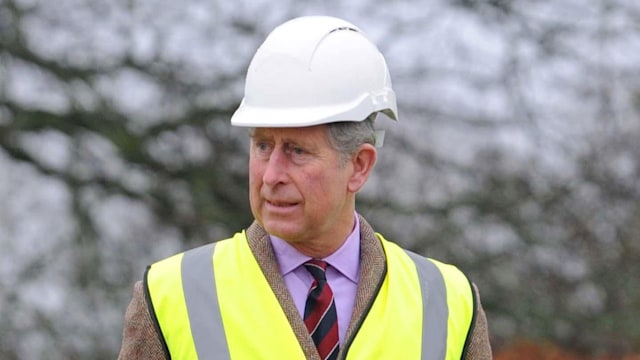 King Charles in his hard hat and hi vis jacket