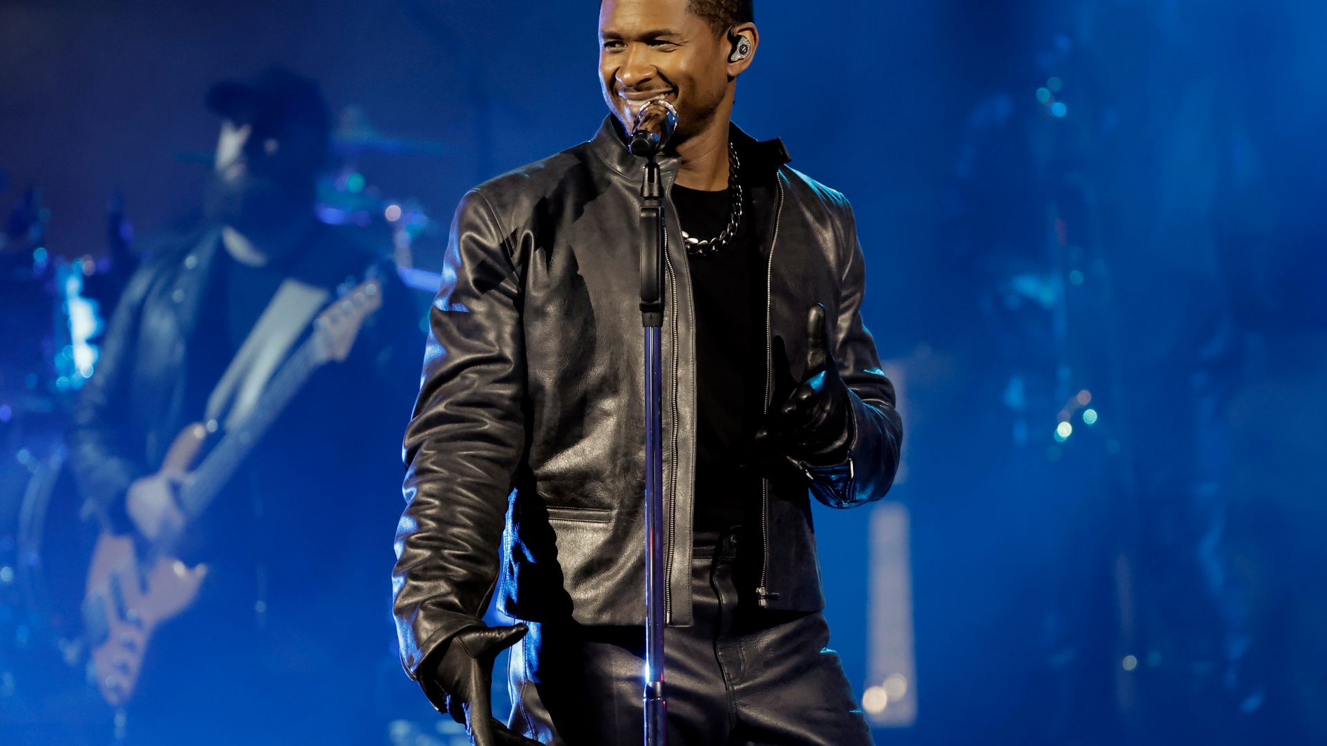 In this image released on August 2, Usher performs onstage during a taping of iHeartRadioâs Living Black 2023 Block Party in Inglewood, California.