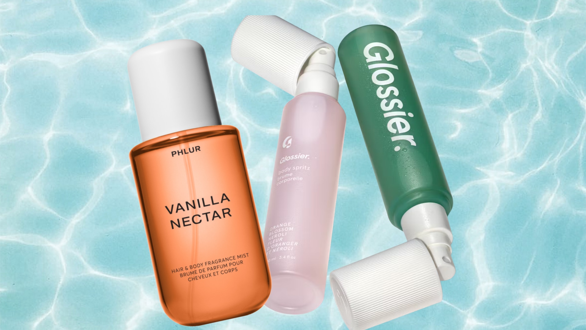 body mist phlur and glossier product shot