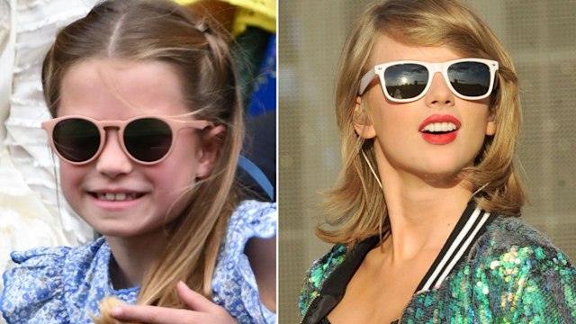 split screen photo of taylor swift and princess charlotte