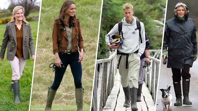 Royal family members in wellies