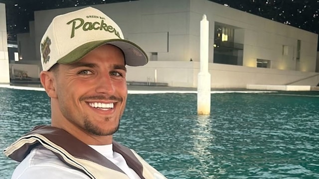 Luca Bish poses for picture on a boat in Dubai