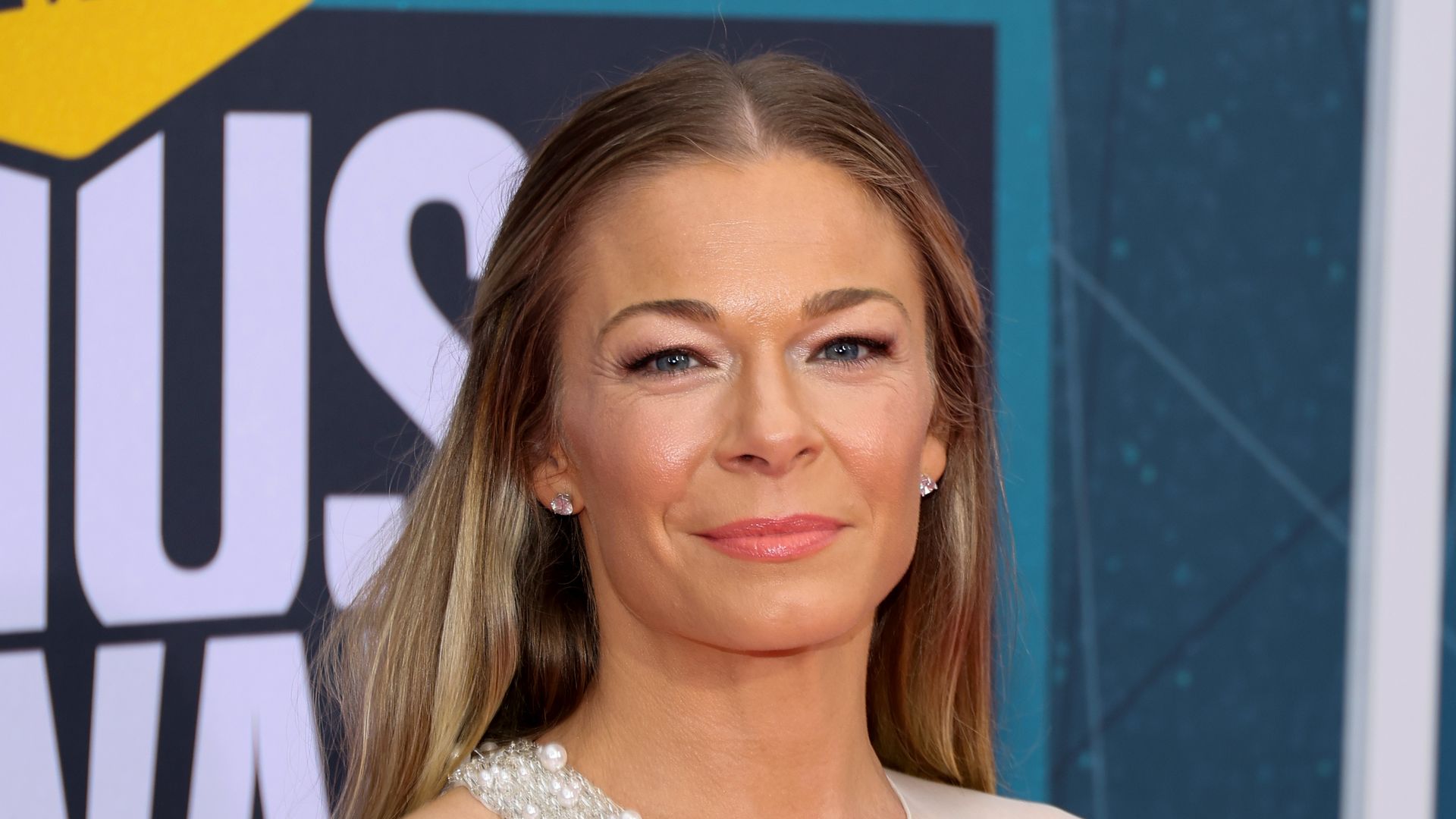 LeAnn Rimes in white sequin dress at the 2022 CMT Music Awards
