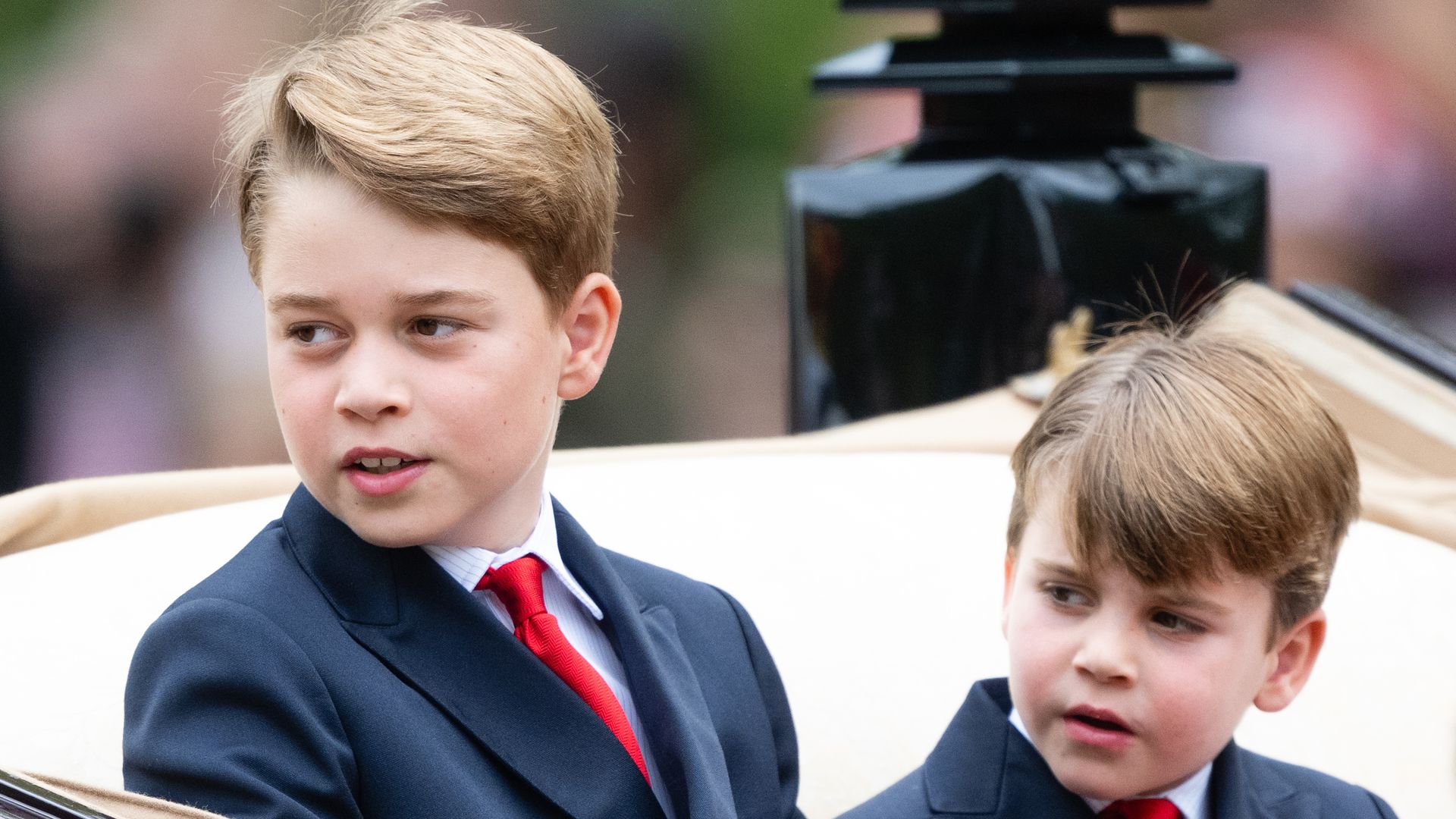 George and Louis in carriage at Trooping The Colour 2023