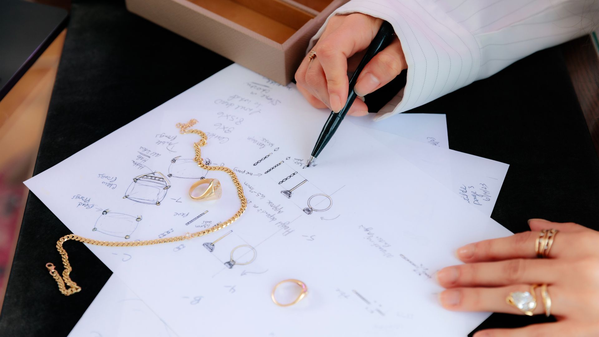 Matilde at work with her designs