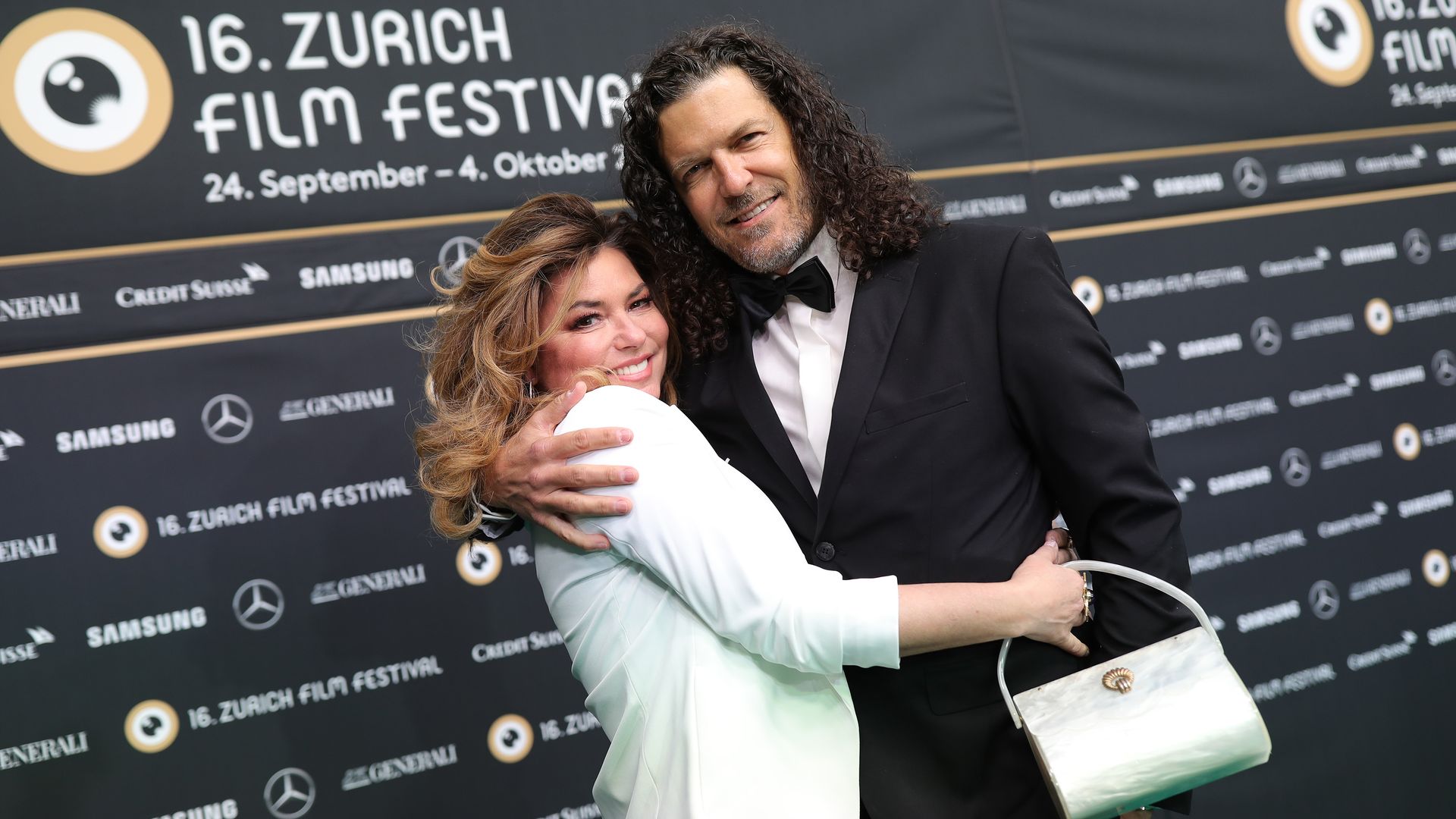 ZURICH, SWITZERLAND - SEPTEMBER 26:  Shania Twain and her husband Frederic Thiebaud attend the "Who you gonna call" photocall during the 16th Zurich Film Festival at Kino Corso on September 26, 2020 in Zurich, Switzerland. (Photo by Andreas Rentz/Getty Images for ZFF)