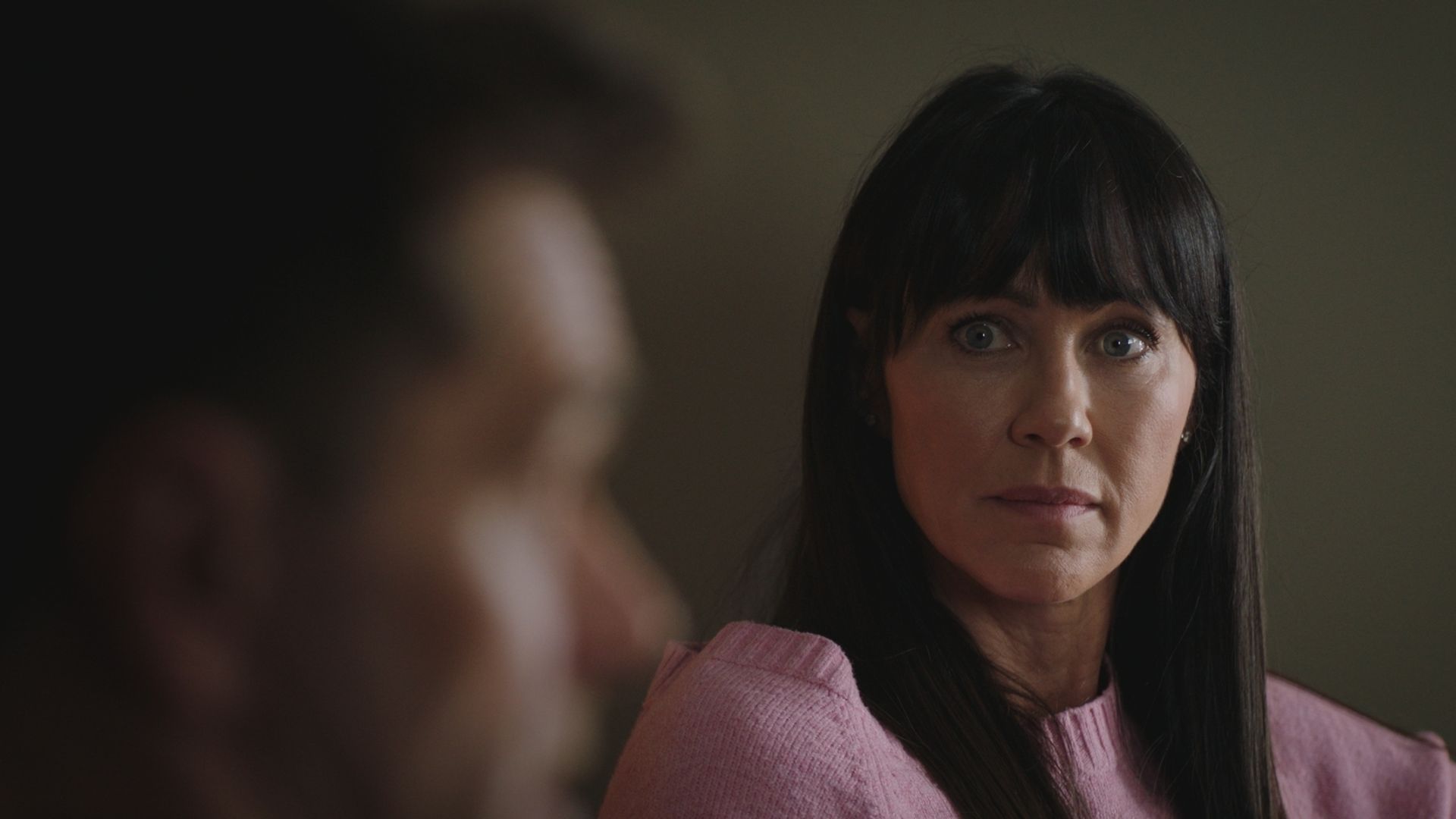 Kirsty Mitchell and a blurry Michael Stevenson in Casualty