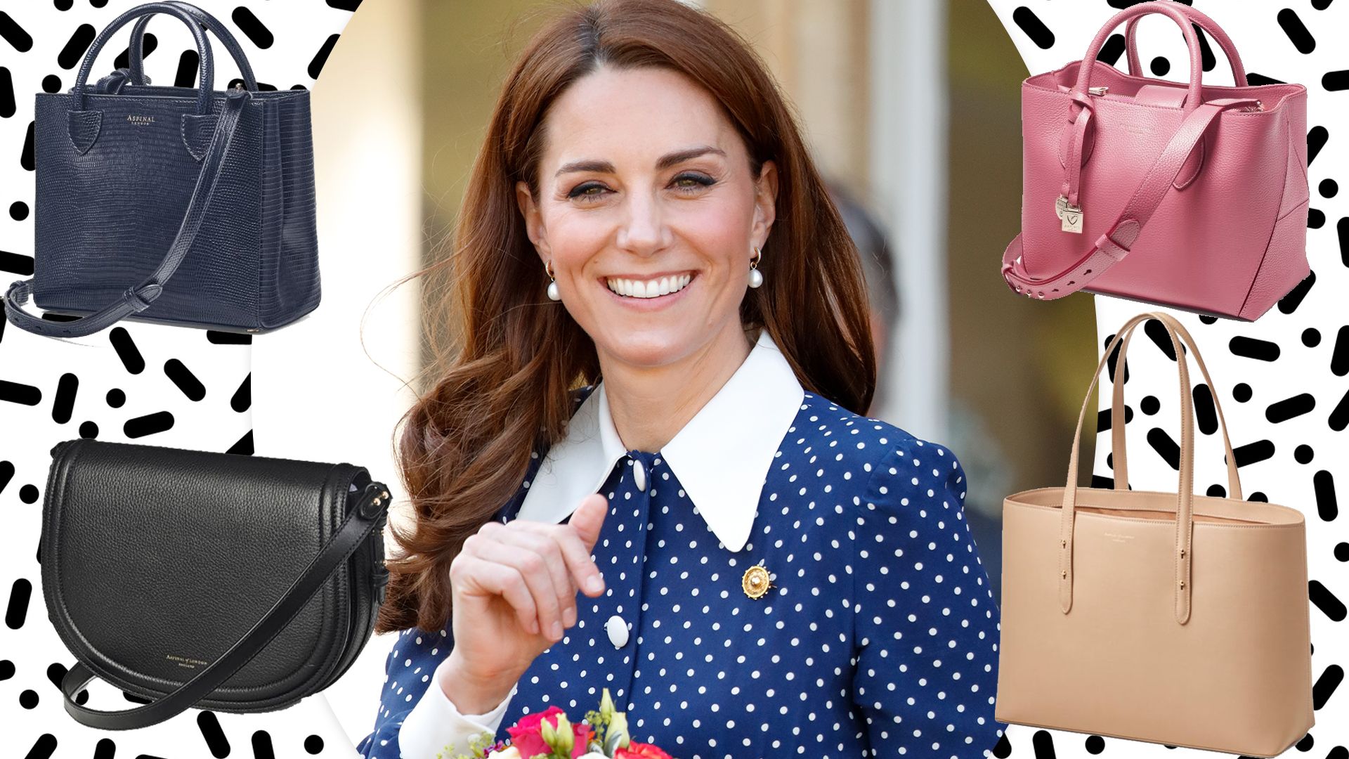kate middleton and aspinal of london handbags collage 