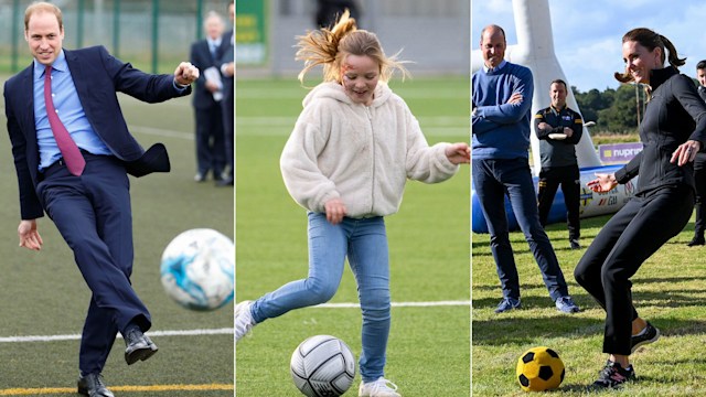 Prince William, Mia Tindall and Kate Middleton playing football