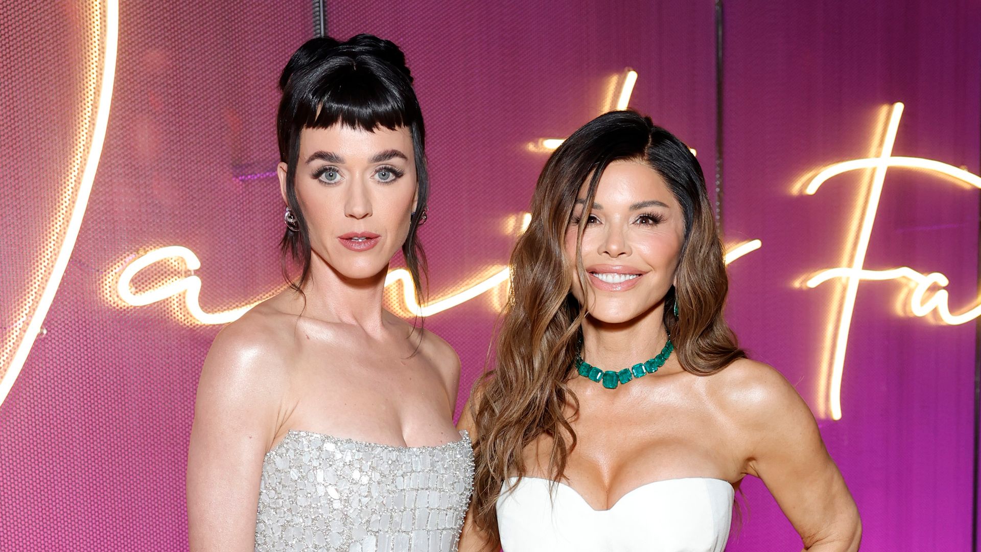 katy perry and lauren sanchez in gowns