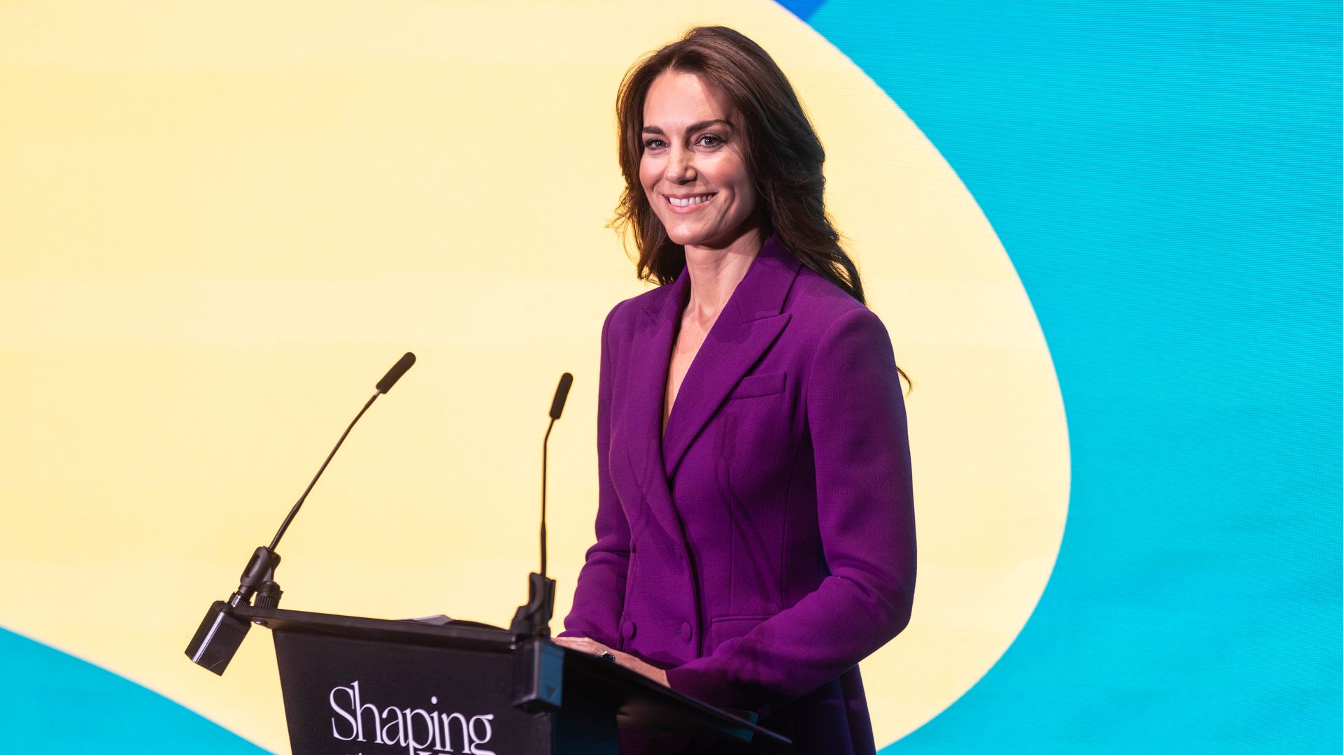 Kate Middleton smiles during speech at Shaping Us National Symposium 