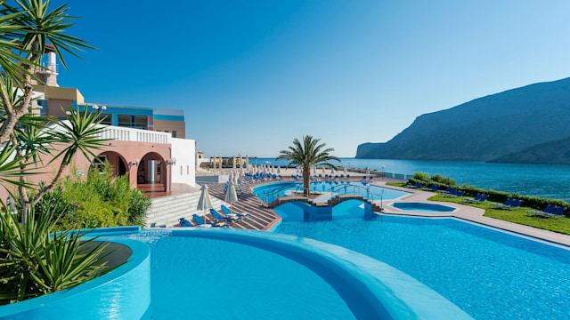View of Fodele Beach hotel in Crete, Greece