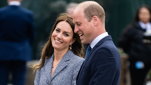 Prince William and Kate Middleton talk to crowds