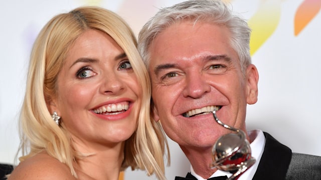 Holly Willoughby and Phillip Schofield pose with the award for Live Magazine Show for 'This Morning' in the winners room attends the National Television Awards 2020 at The O2 Arena on January 28, 2020 in London, England.