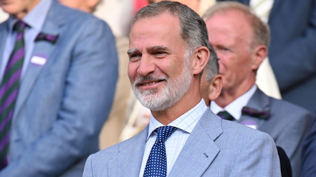 King Felipe in blue suit at Wimbledon