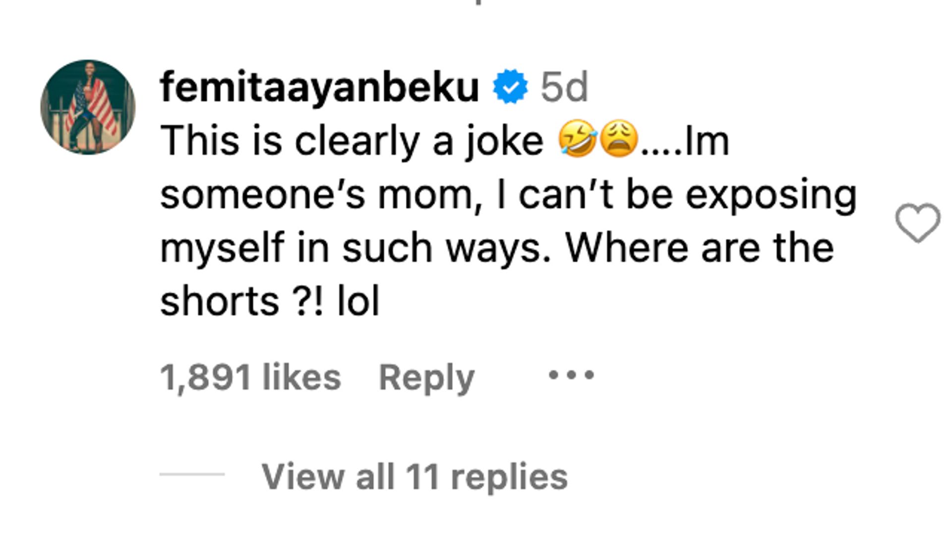 Paralympian Femita Ayanbeku stated facts in the comment section too