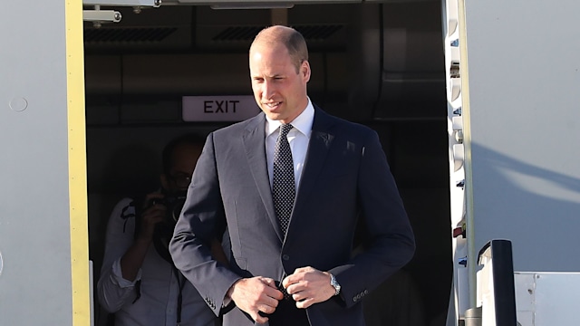 Prince William leaving airplane