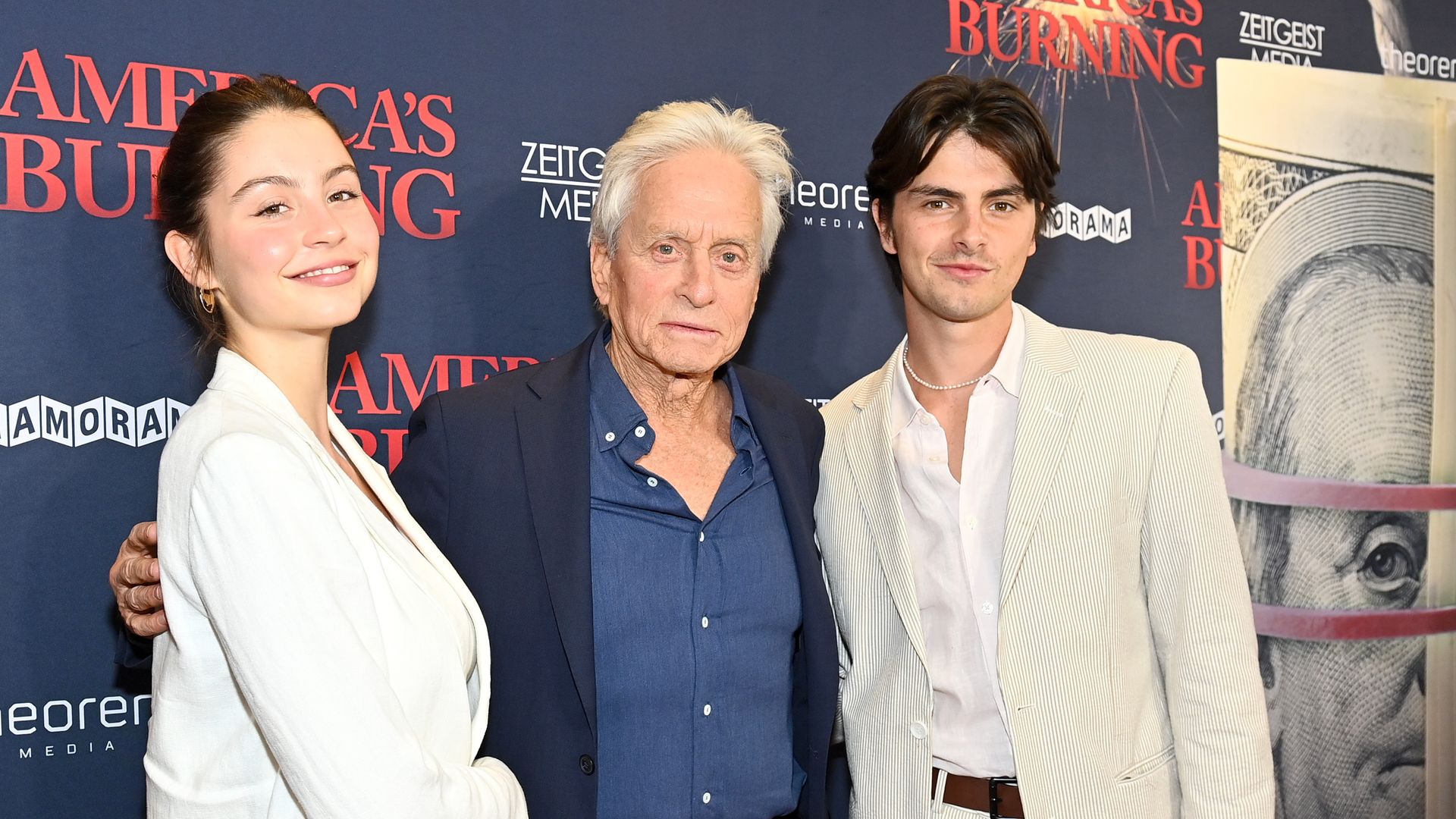 michael douglas with kids carys and dylan red carpet