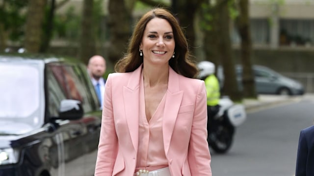Kate Middleton arrives at Foundling Museum in London wearing a pink suit