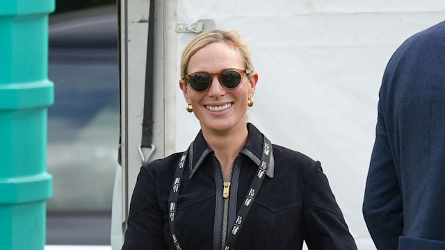 Zara Tindall in a leather top 