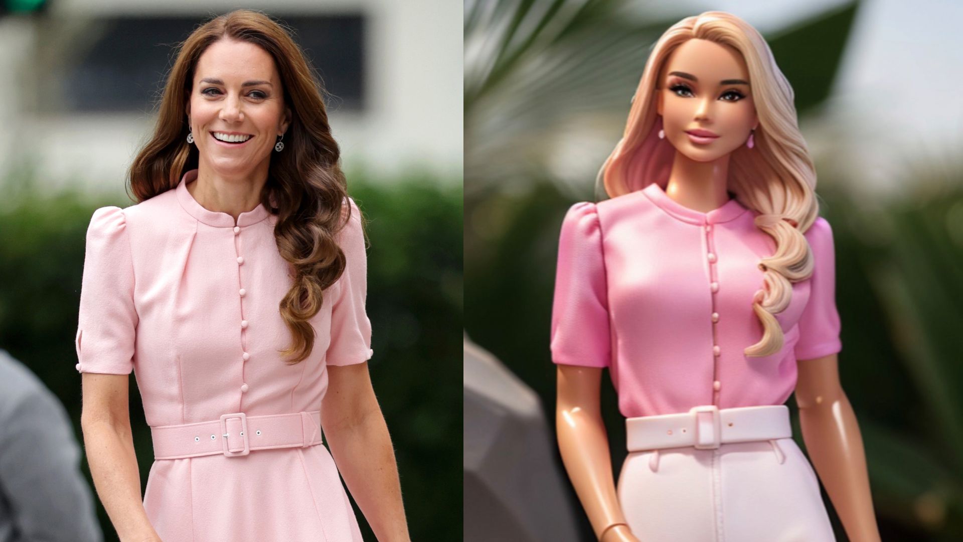 Princess Kate as a Barbie wearing pink 